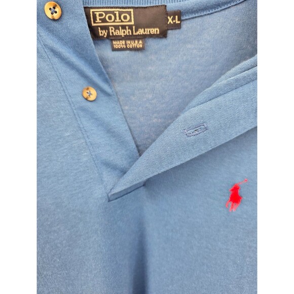 Ralph Lauren Polo Shirt Adult XL Blue With Red Pony Rugby Preppy Casual Mens - Picture 3 of 7